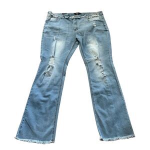 Lucky & Blessed Blue Boot Cut Jeans Distressed
